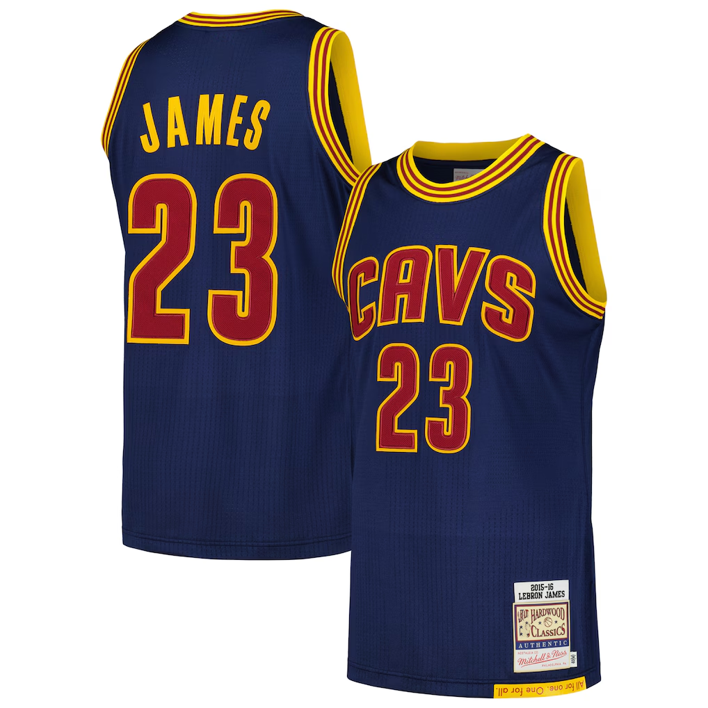 Tlead C.Cavaliers #23 LeBron James Mitchell & Ness Navy 201516 Hardwood Classics Authentic Jerseys