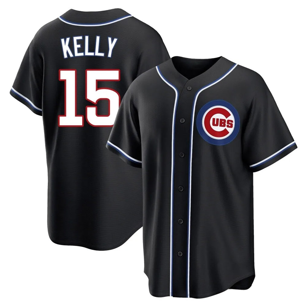 Tlead C.Cubs #15 Carson Kelly Player Black Fashion Out Game Stitched Jerseys