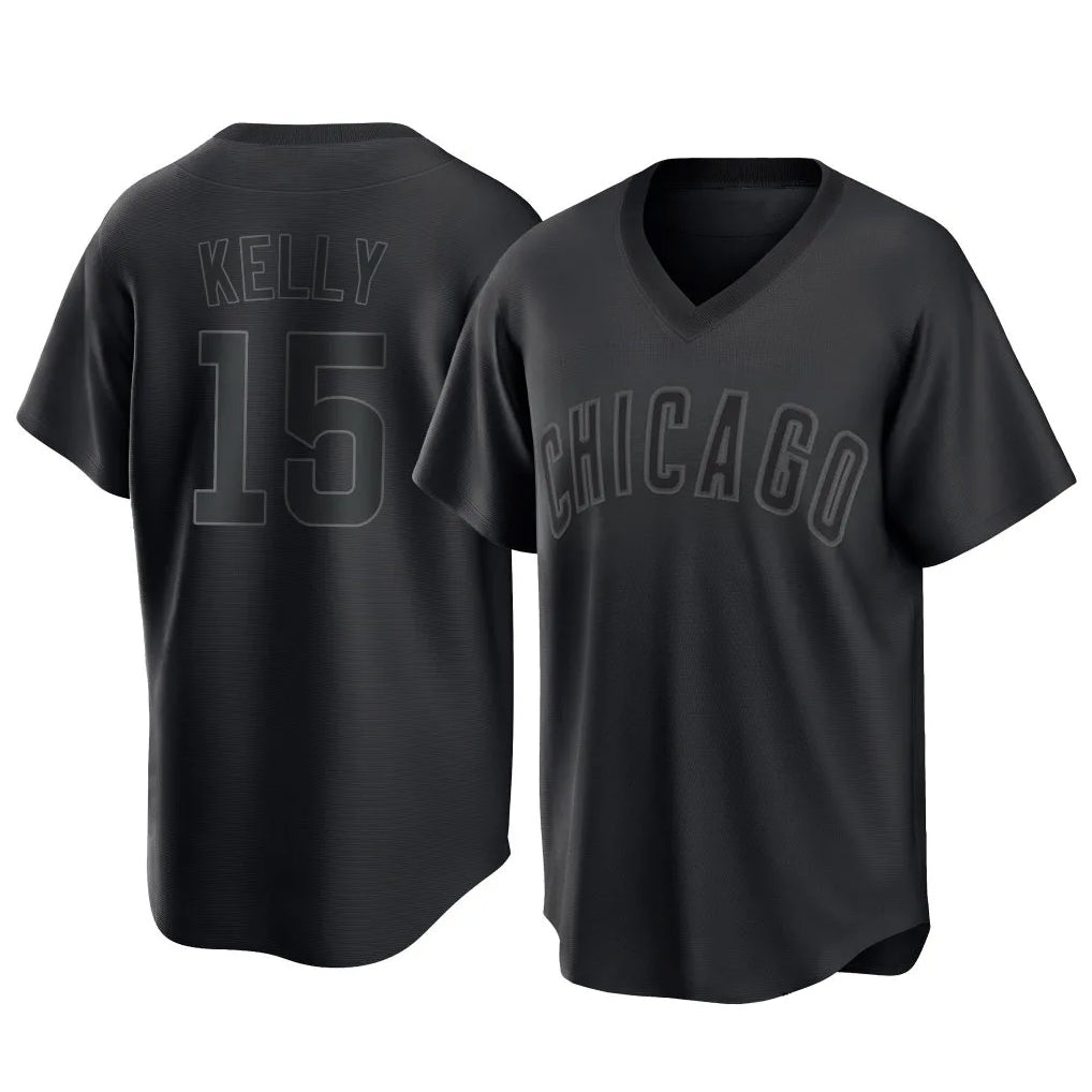 Tlead C.Cubs #15 Carson Kelly Player Black T-shirt Home Game Stitched Jerseys