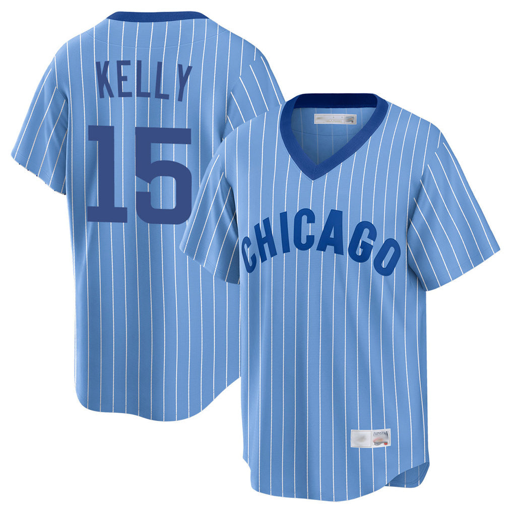 Tlead C.Cubs #15 Carson Kelly Player Blue T-shirt Cooperstown Collection Limited Stitched Jerseys
