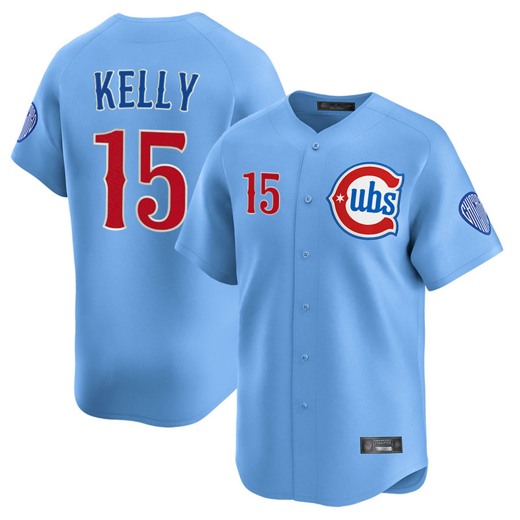 Tlead C.Cubs #15 Carson Kelly Player Light Blue Limited Home Stitched Jerseys