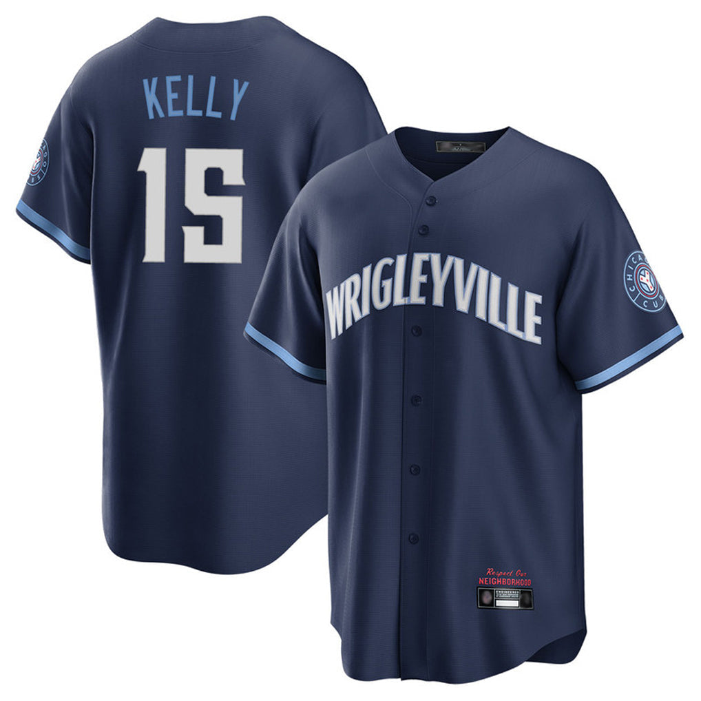 Tlead C.Cubs #15 Carson Kelly Player Navy City Connect Home Game Stitched Jerseys