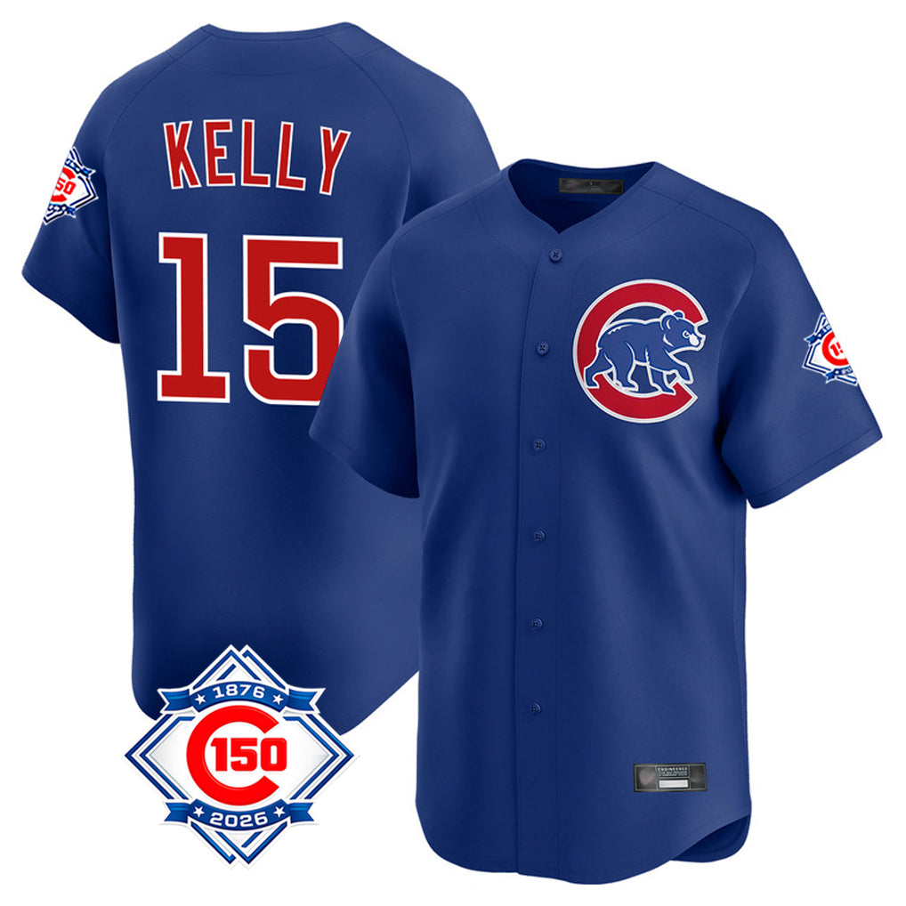 Tlead C.Cubs #15 Carson Kelly Player Royal 150th Anniversary Limited Home Stitched Jerseys