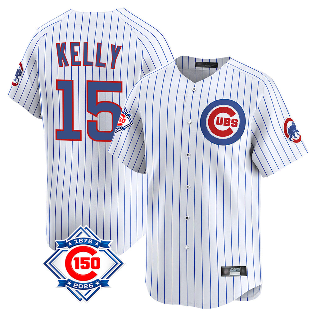 Tlead C.Cubs #15 Carson Kelly Player White 150th Anniversary Limited Home Game Stitched Jerseys