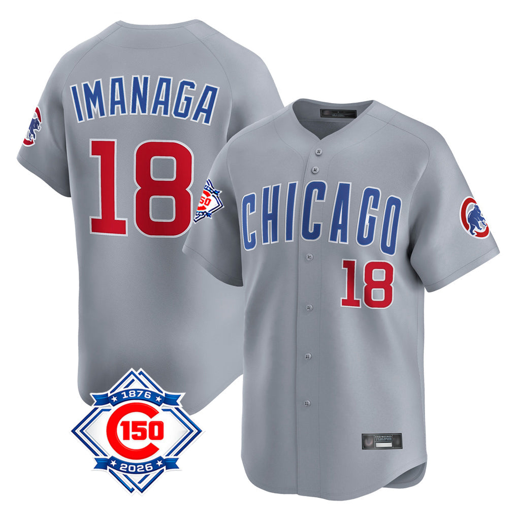 Tlead C.Cubs #18 Shota Imanaga Player Gray Road 150th Anniversary Limited Home Stitched Jerseys