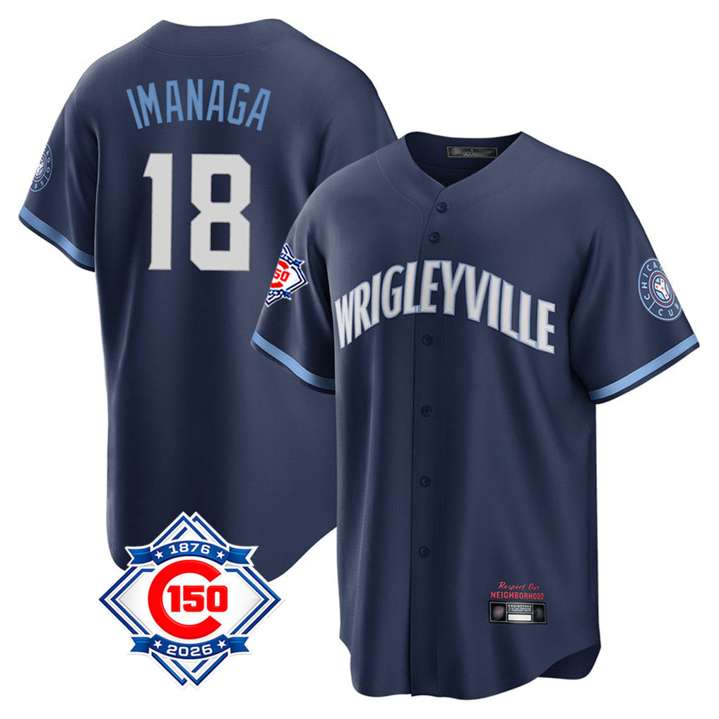 Tlead C.Cubs #18 Shota Imanaga Player Navy 150th Anniversary City Connect Home Game Stitched Jerseys