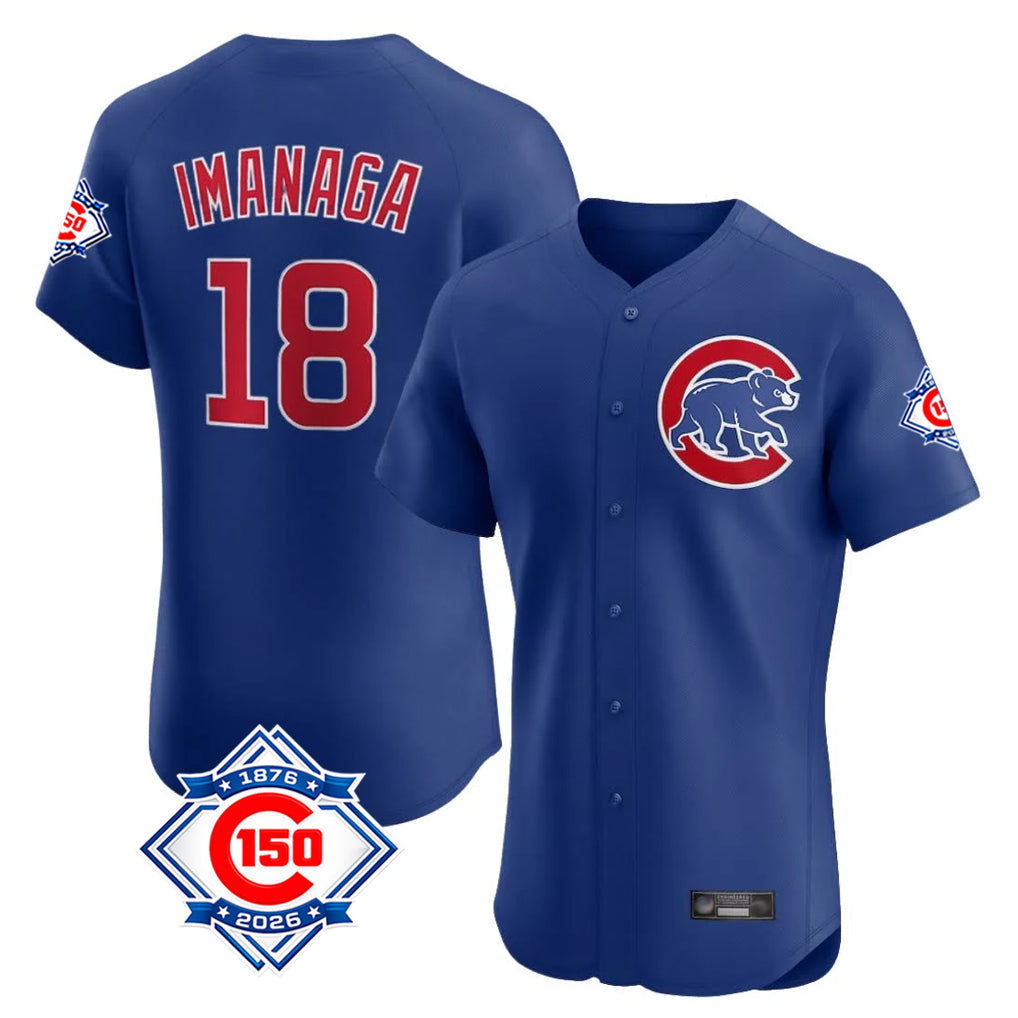 Tlead C.Cubs #18 Shota Imanaga Player Royal 150th Anniversary Limited Elite Home Stitched Jerseys