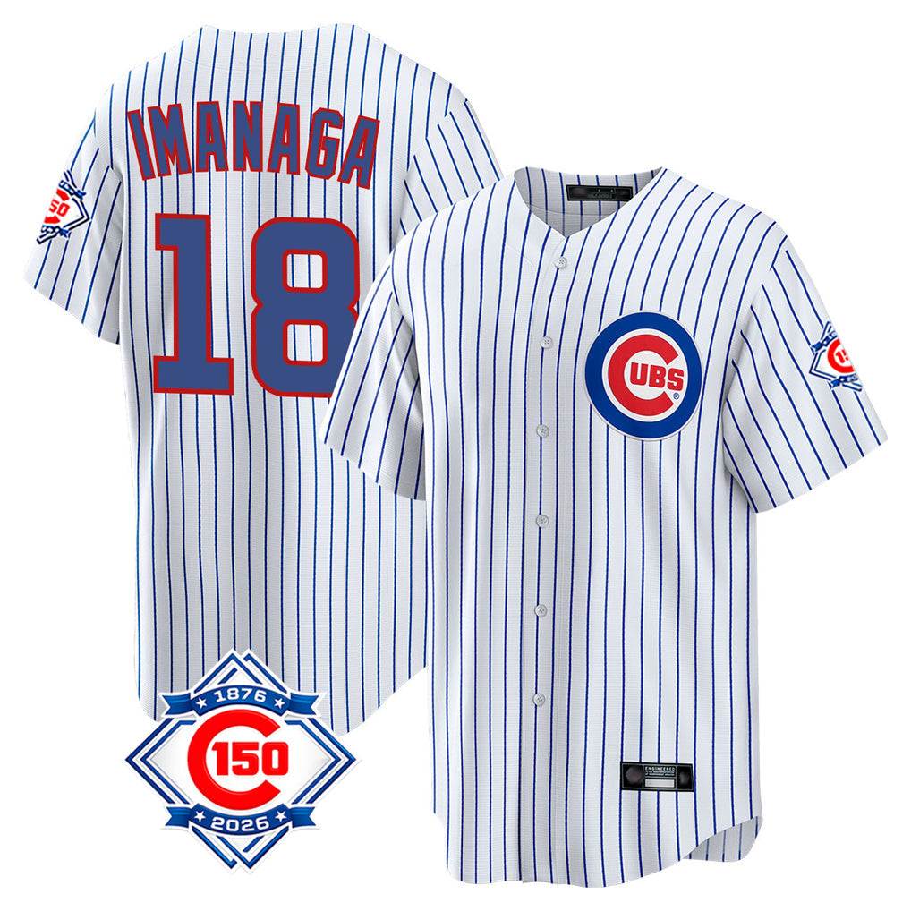 Tlead C.Cubs #18 Shota Imanaga Player White 150th Anniversary Home Game Stitched Jerseys