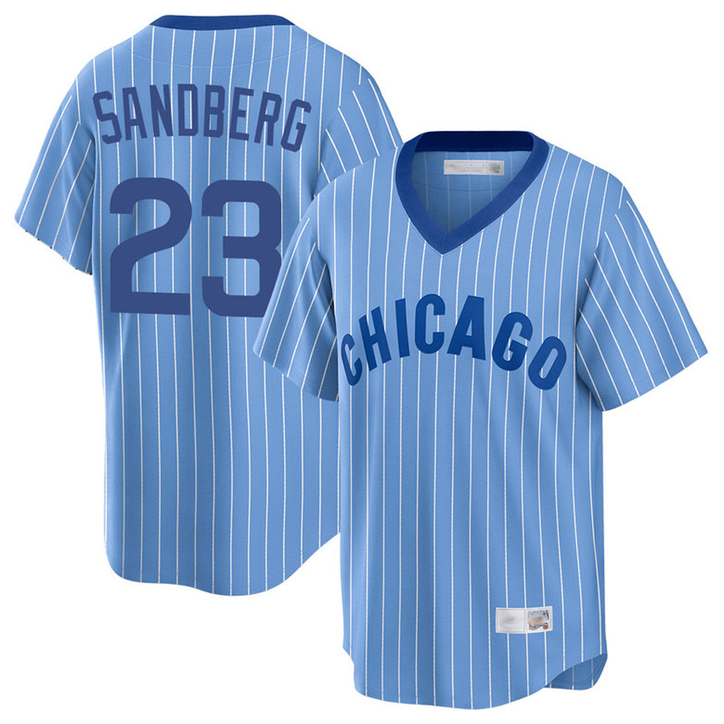 Tlead C.Cubs #23 Ryne Sandberg Player Blue T-shirt Cooperstown Collection Limited Stitched Jerseys