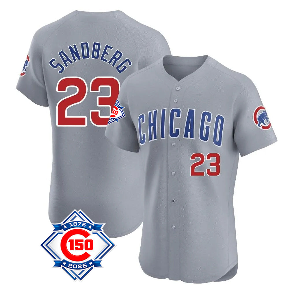 Tlead C.Cubs #23 Ryne Sandberg Player Gray Road 150th Anniversary Limited Elite Home Stitched Jerseys