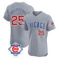 Tlead C.Cubs #25 Mois¡§|s Ballesteros Player Gray Road 150th Anniversary Limited Elite Home Stitched Jerseys