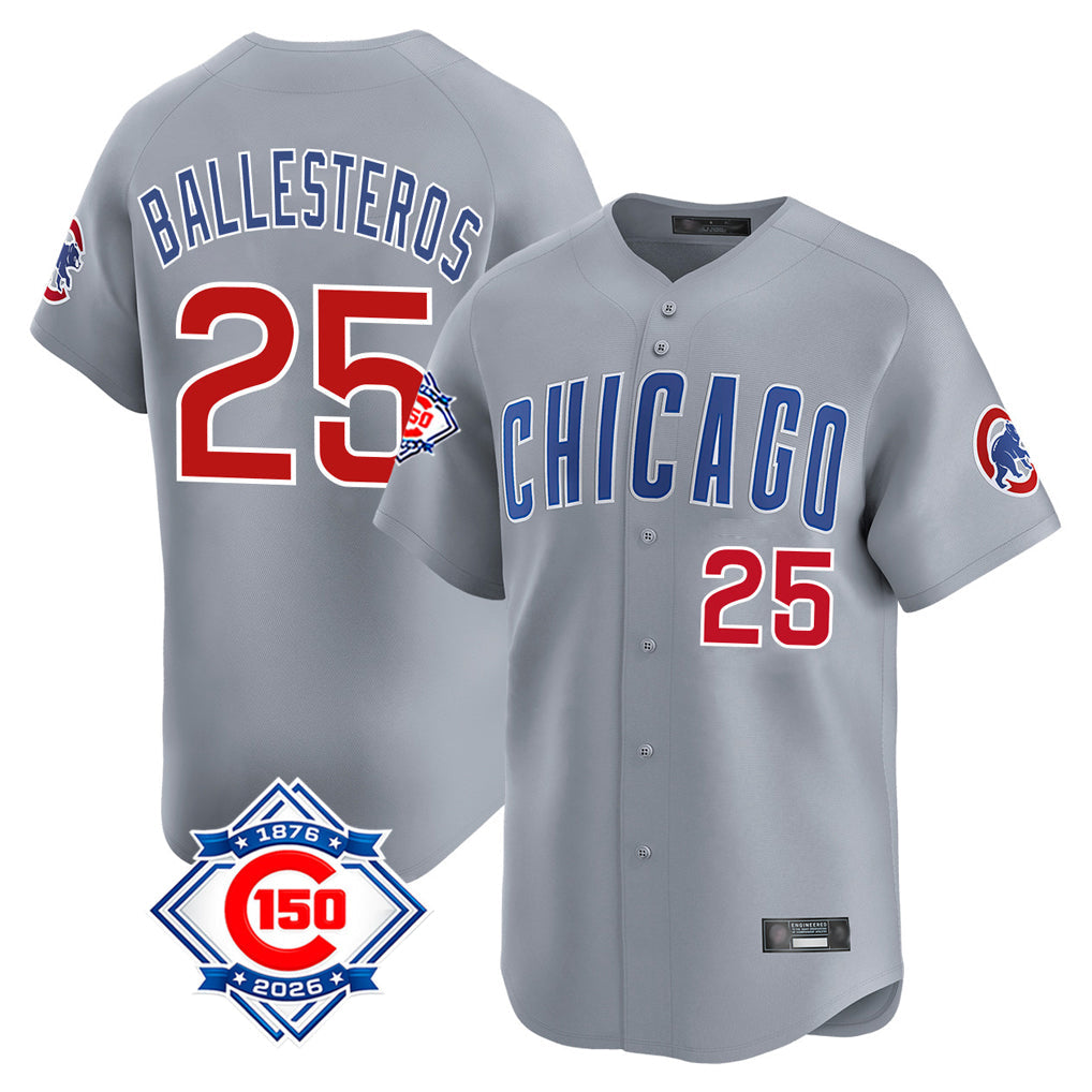 Tlead C.Cubs #25 Mois¡§|s Ballesteros Player Gray Road Limited Elite Home Stitched Jerseys
