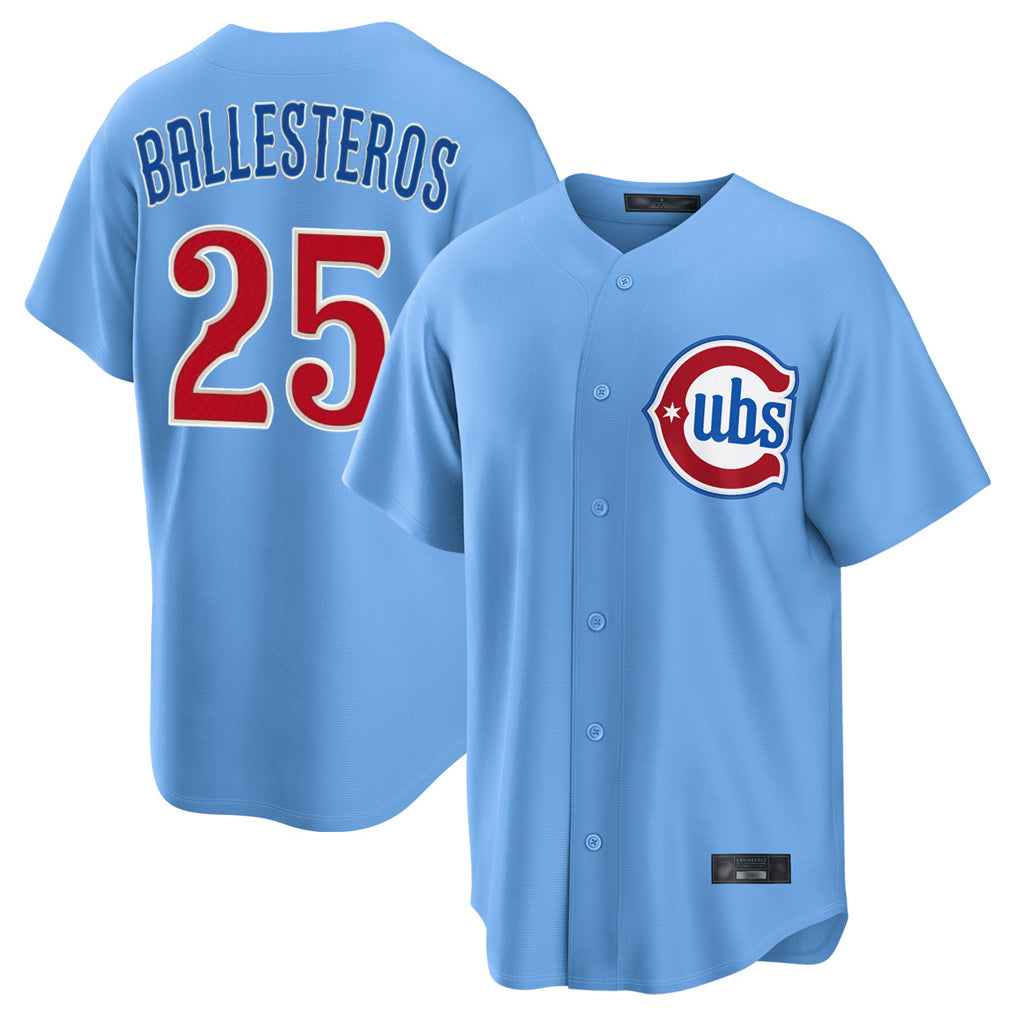 Tlead C.Cubs #25 Mois¡§|s Ballesteros Player Light Blue Home Game Stitched Jerseys
