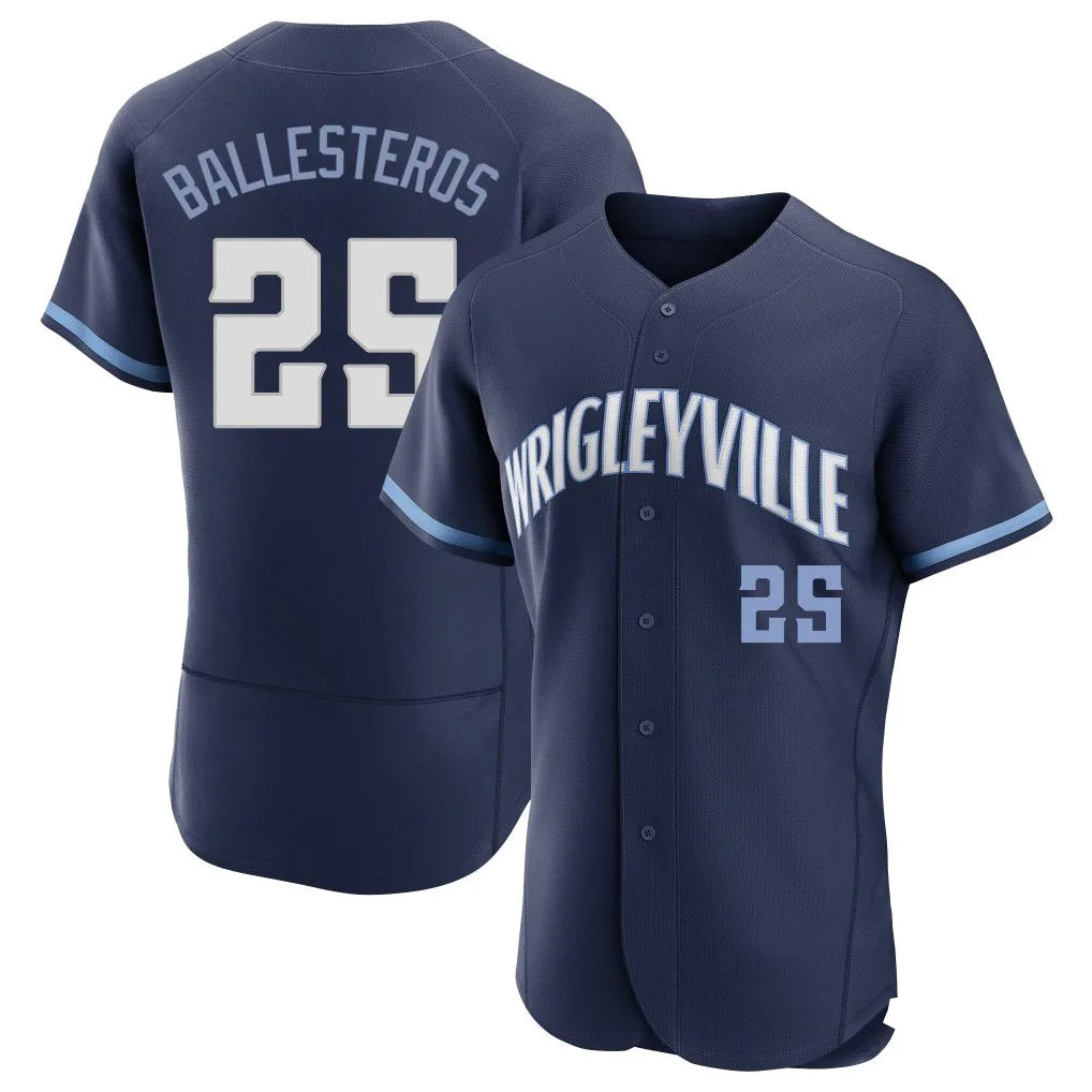 Tlead C.Cubs #25 Mois¡§|s Ballesteros Player Navy City Connect Limited Elite Home Stitched Jerseys