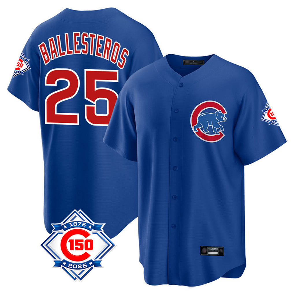 Tlead C.Cubs #25 Mois¡§|s Ballesteros Player Royal 150th Anniversary Home Game Stitched Jerseys