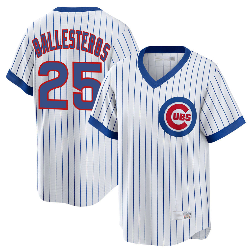 Tlead C.Cubs #25 Mois¡§|s Ballesteros Player White T-shirt Cooperstown Collection Limited Stitched Jerseys