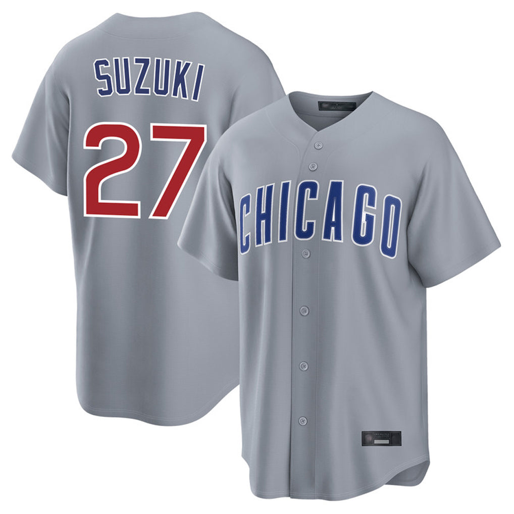 Tlead C.Cubs #27 Seiya Suzuki Player Gray Home Game Stitched Jerseys