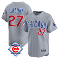 Tlead C.Cubs #27 Seiya Suzuki Player Gray Road 150th Anniversary Limited Home Stitched Jerseys