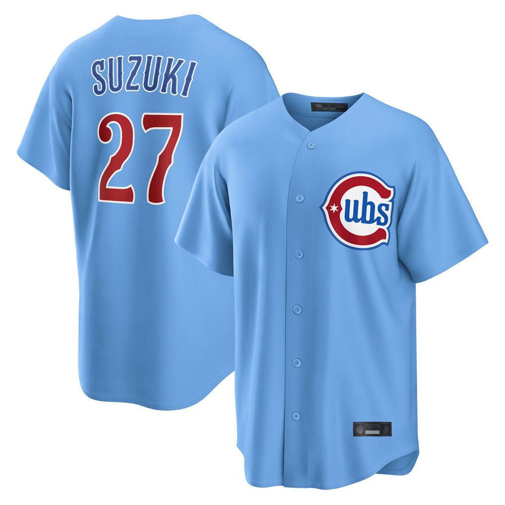 Tlead C.Cubs #27 Seiya Suzuki Player Light Blue Home Game Stitched Jerseys