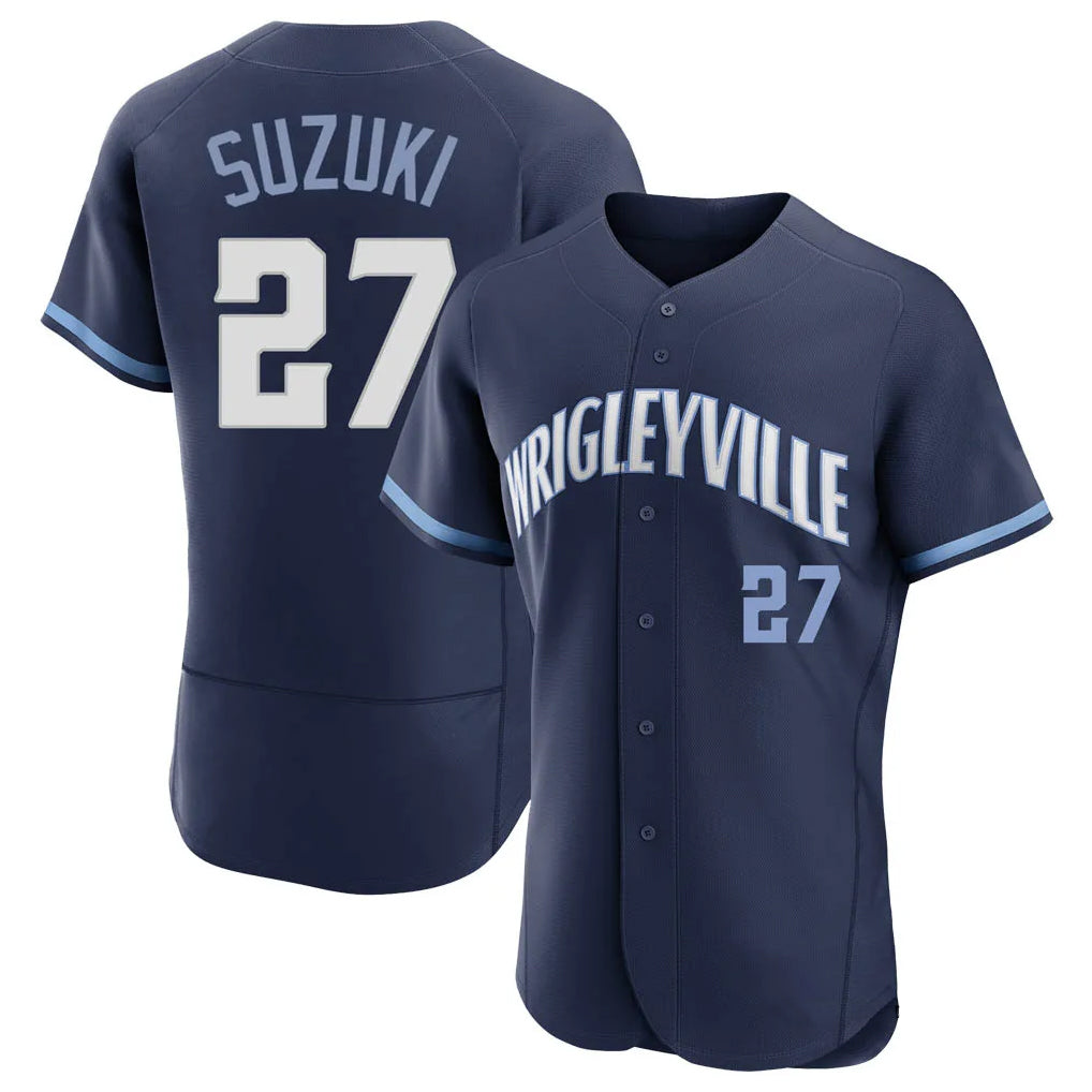 Tlead C.Cubs #27 Seiya Suzuki Player Navy City Connect Limited Elite Home Stitched Jerseys