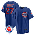 Tlead C.Cubs #27 Seiya Suzuki Player Royal 150th Anniversary Home Game Stitched Jerseys