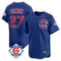 Tlead C.Cubs #27 Seiya Suzuki Player Royal 150th Anniversary Limited Home Stitched Jerseys