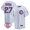 Tlead C.Cubs #27 Seiya Suzuki Player White 150th Anniversary Home Game Stitched Jerseys