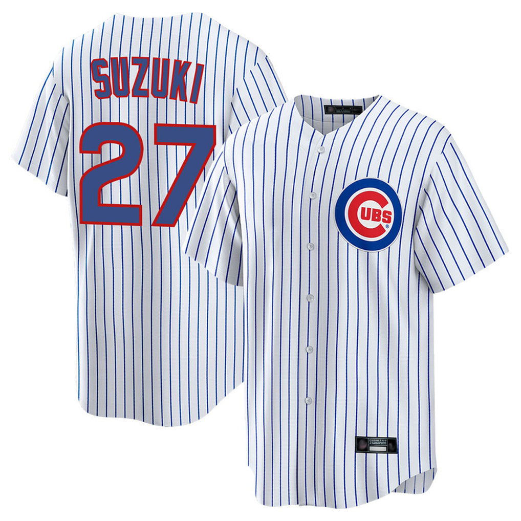 Tlead C.Cubs #27 Seiya Suzuki Player White Game Home Stitched Jerseys
