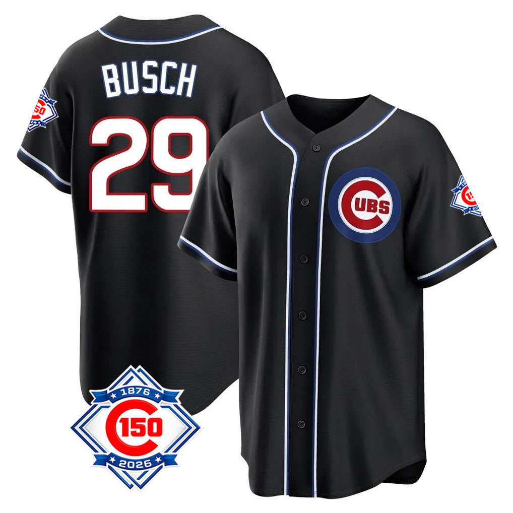 Tlead C.Cubs #29 Michael Busch Player Black Fashion Out Game Stitched Jerseys