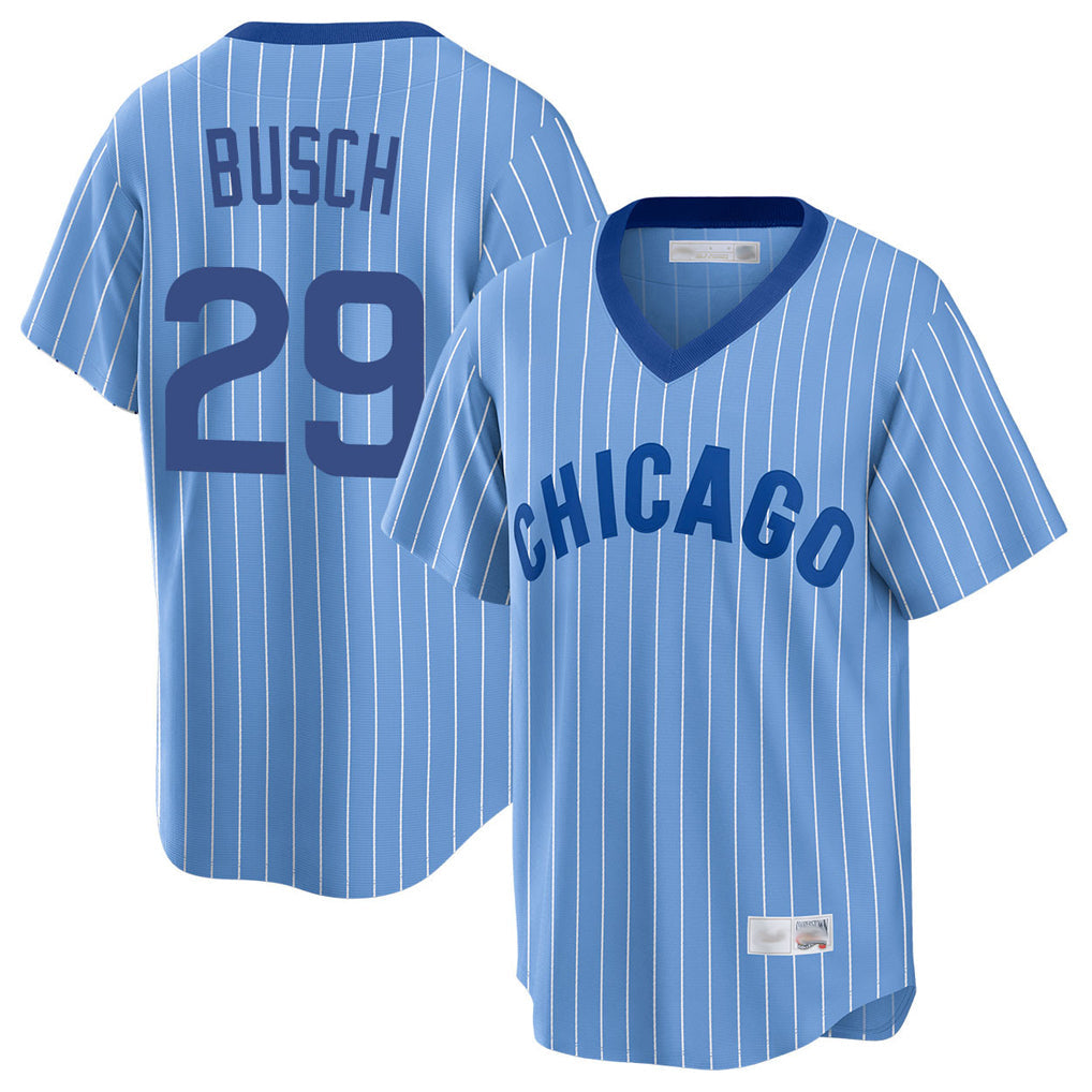 Tlead C.Cubs #29 Michael Busch Player Blue T-shirt Cooperstown Collection Limited Stitched Jerseys