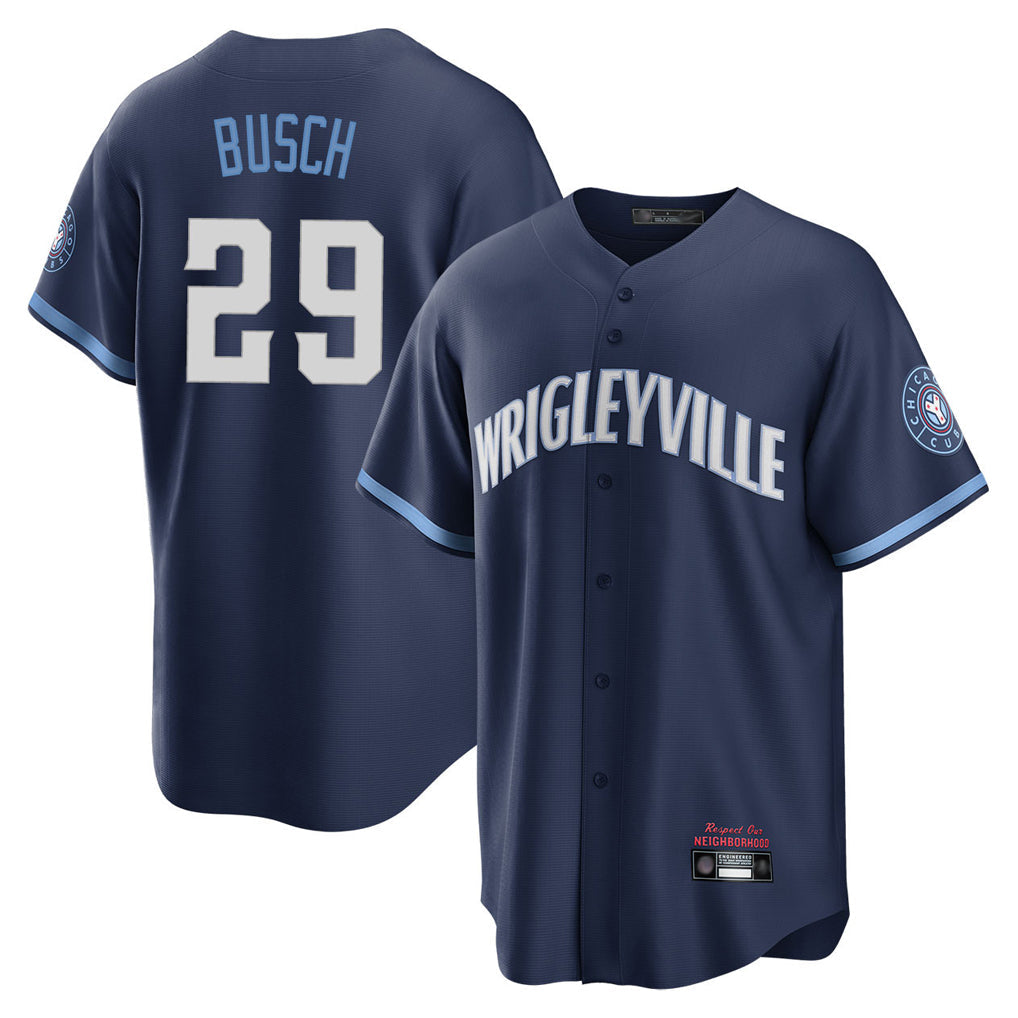 Tlead C.Cubs #29 Michael Busch Player Navy City Connect Home Game Stitched Jerseys