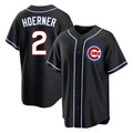 Tlead C.Cubs #2 Nico Hoerner Player Black Fashion Out Game Stitched Jerseys