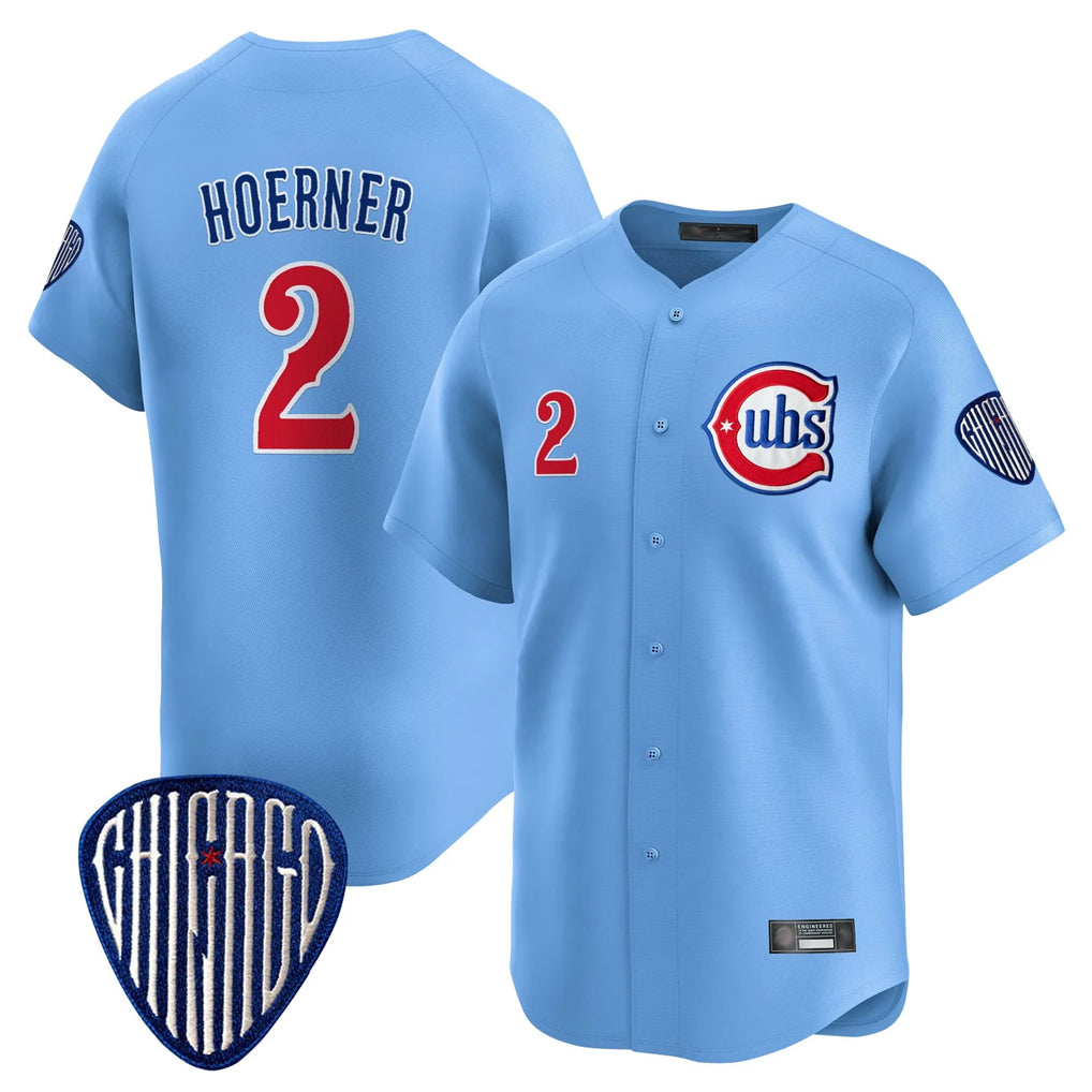 Tlead C.Cubs #2 Nico Hoerner Player Blue Vapor Premier Limited Home Stitched Jerseys