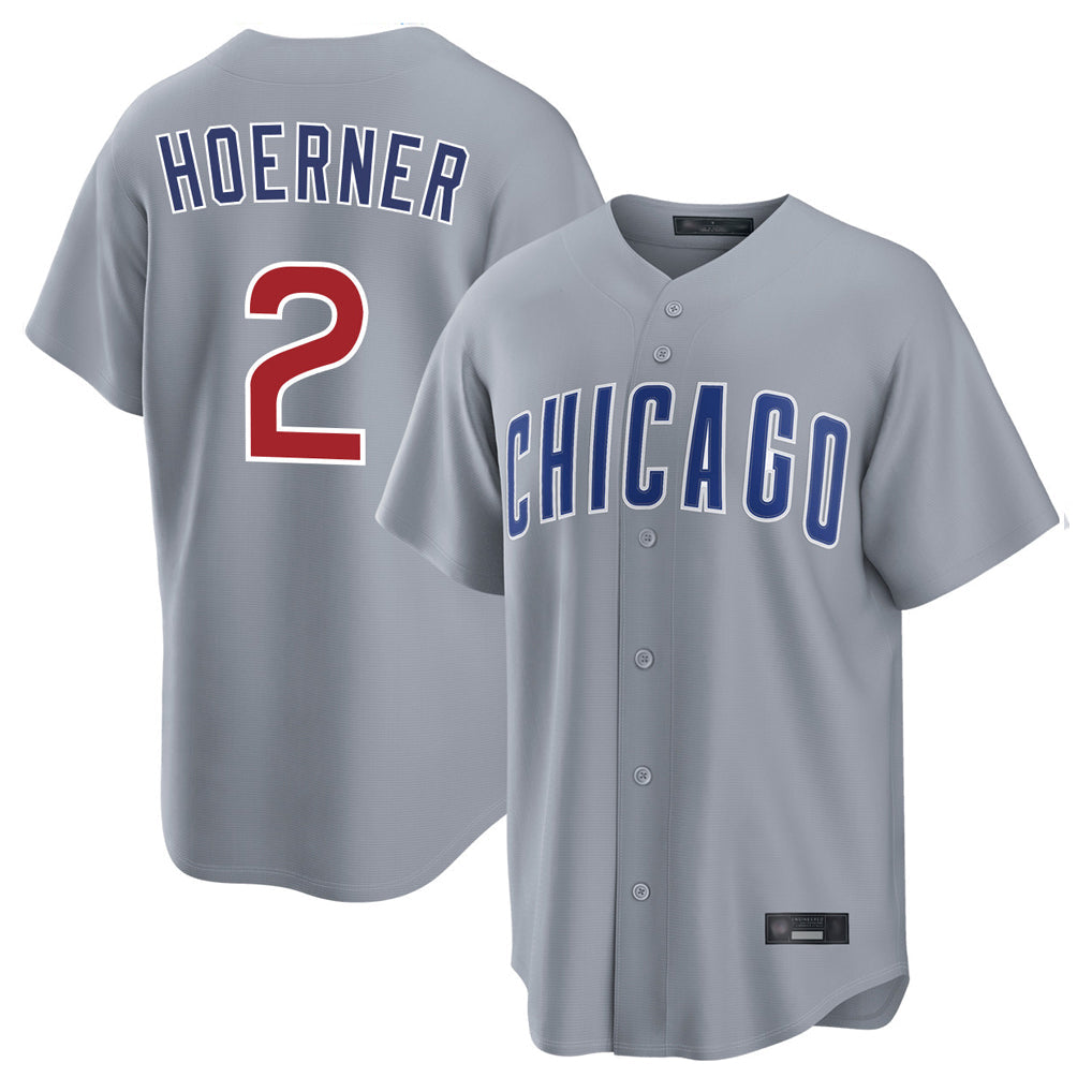 Tlead C.Cubs #2 Nico Hoerner Player Gray Home Game Stitched Jerseys