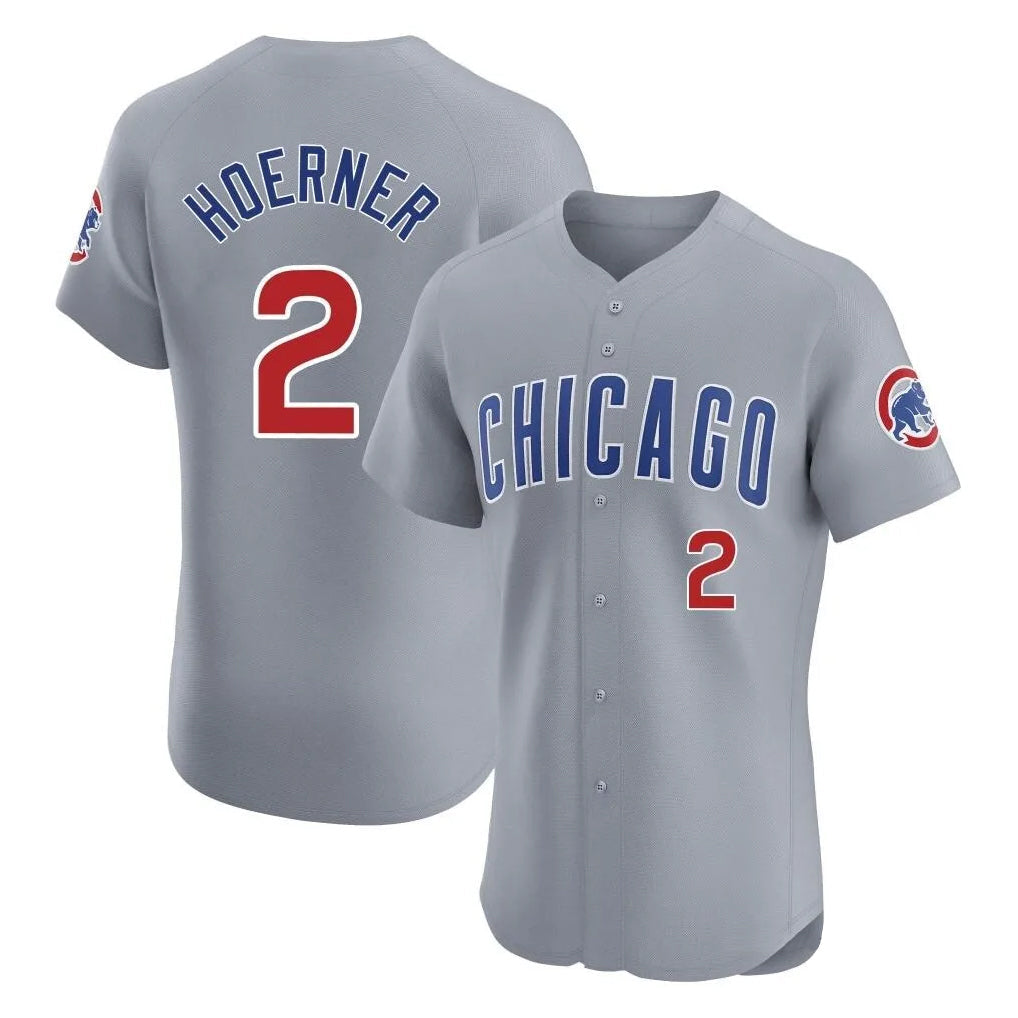 Tlead C.Cubs #2 Nico Hoerner Player Gray Road Limited Elite Home Stitched Jerseys