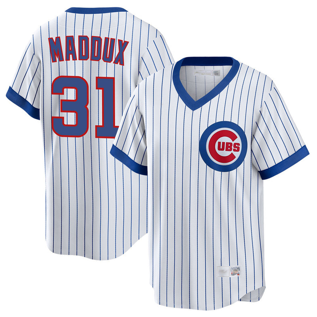Tlead C.Cubs #31 Greg Maddux Player White T-shirt Cooperstown Collection Limited Stitched Jerseys