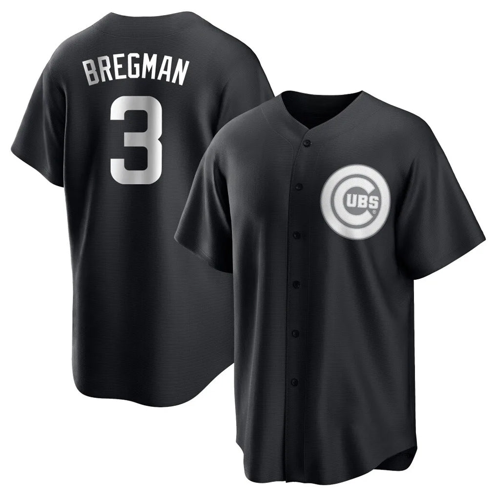 Tlead C.Cubs #3 Alex Bregman Black Game Stitched Jerseys
