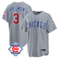Tlead C.Cubs #3 Alex Bregman Gray 150th Anniversary Home Game Stitched Jerseys