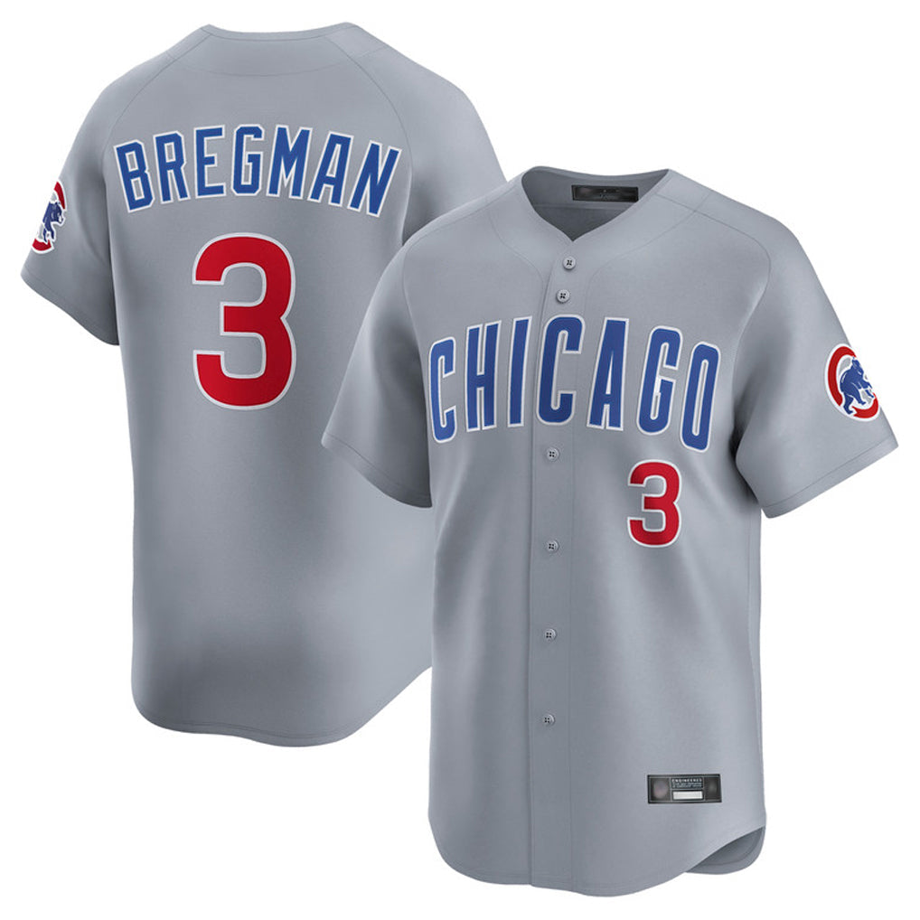 Tlead C.Cubs #3 Alex Bregman Gray Road Limited Home Stitched Jerseys