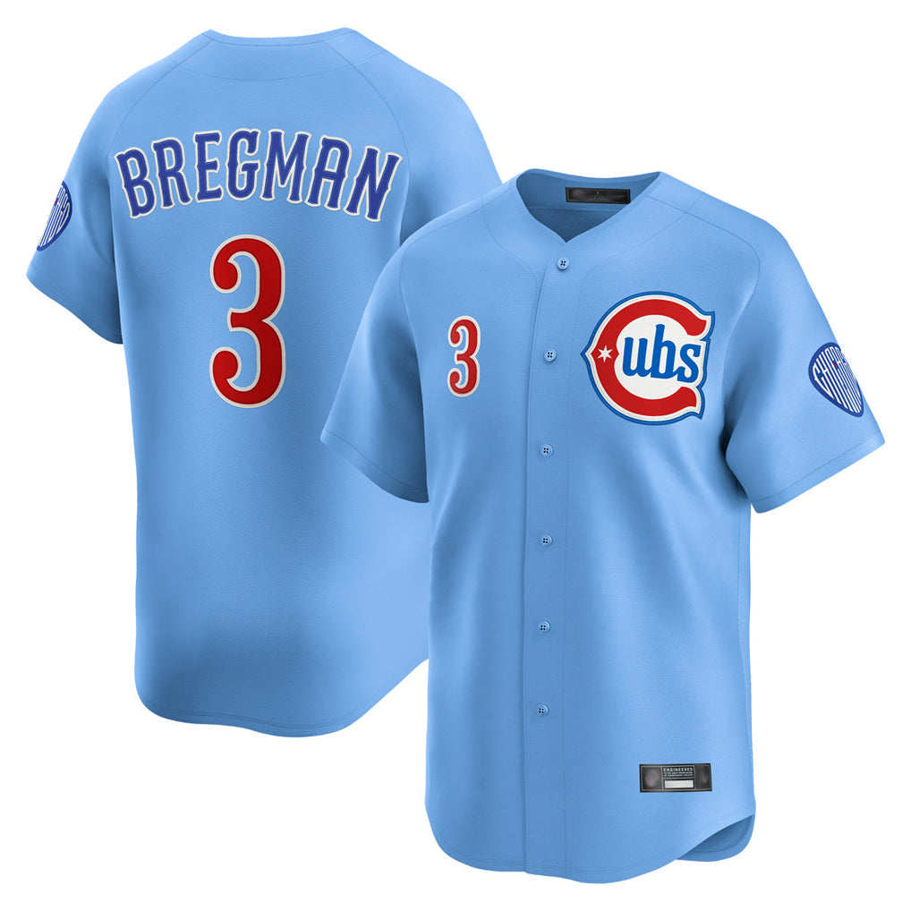 Tlead C.Cubs #3 Alex Bregman Light Blue Limited Home Stitched Jerseys