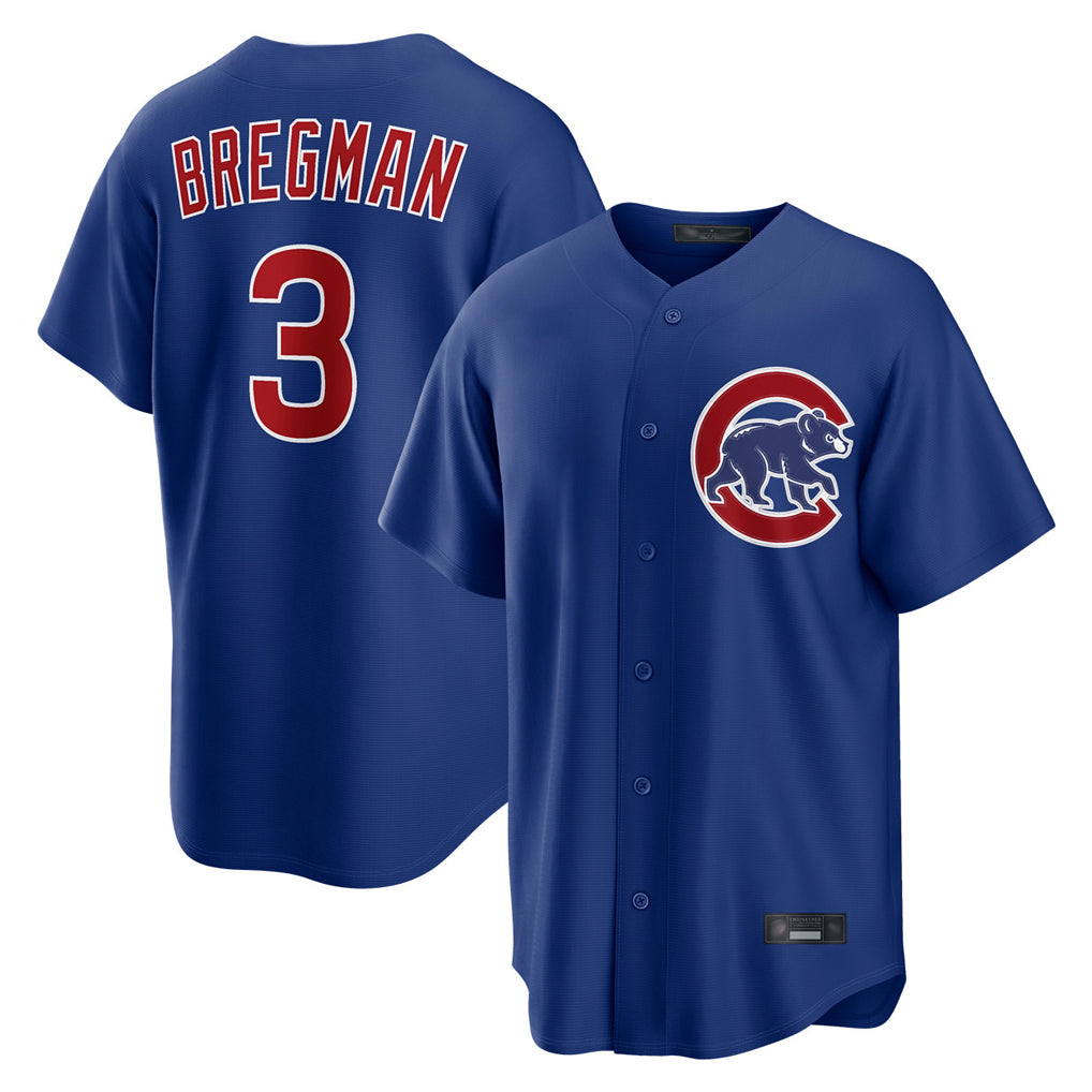 Tlead C.Cubs #3 Alex Bregman Royal Home Game Stitched Jerseys