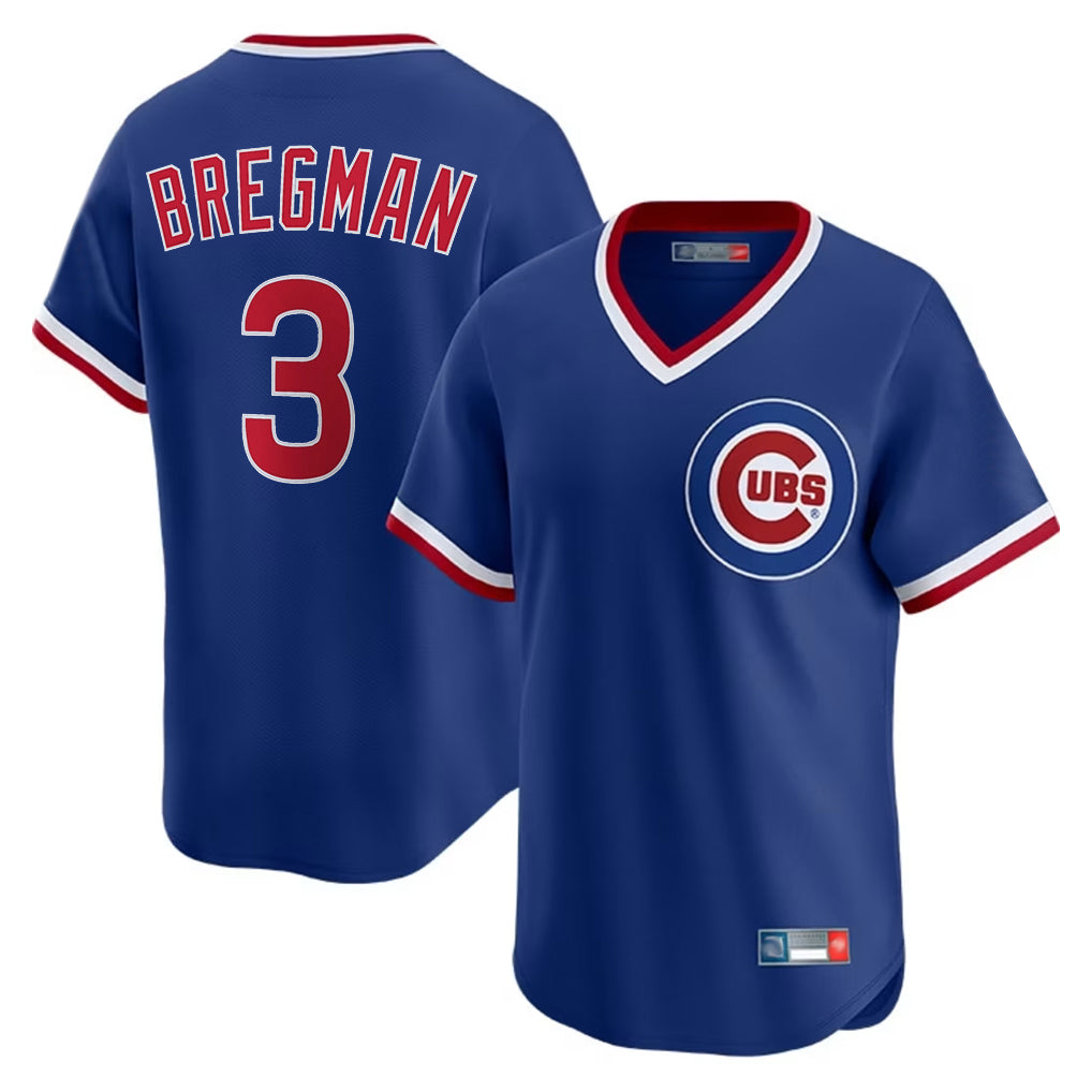 Tlead C.Cubs #3 Alex Bregman Royal T-shirt Cooperstown Collection Limited Stitched Jerseys