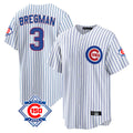 Tlead C.Cubs #3 Alex Bregman White 150th Anniversary Home Game Stitched Jerseys