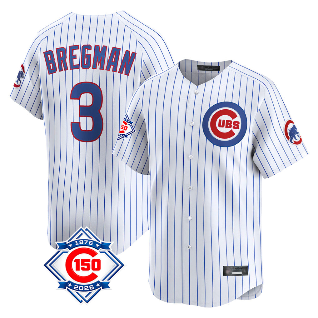Tlead C.Cubs #3 Alex Bregman White Game Home Stitched Jerseys