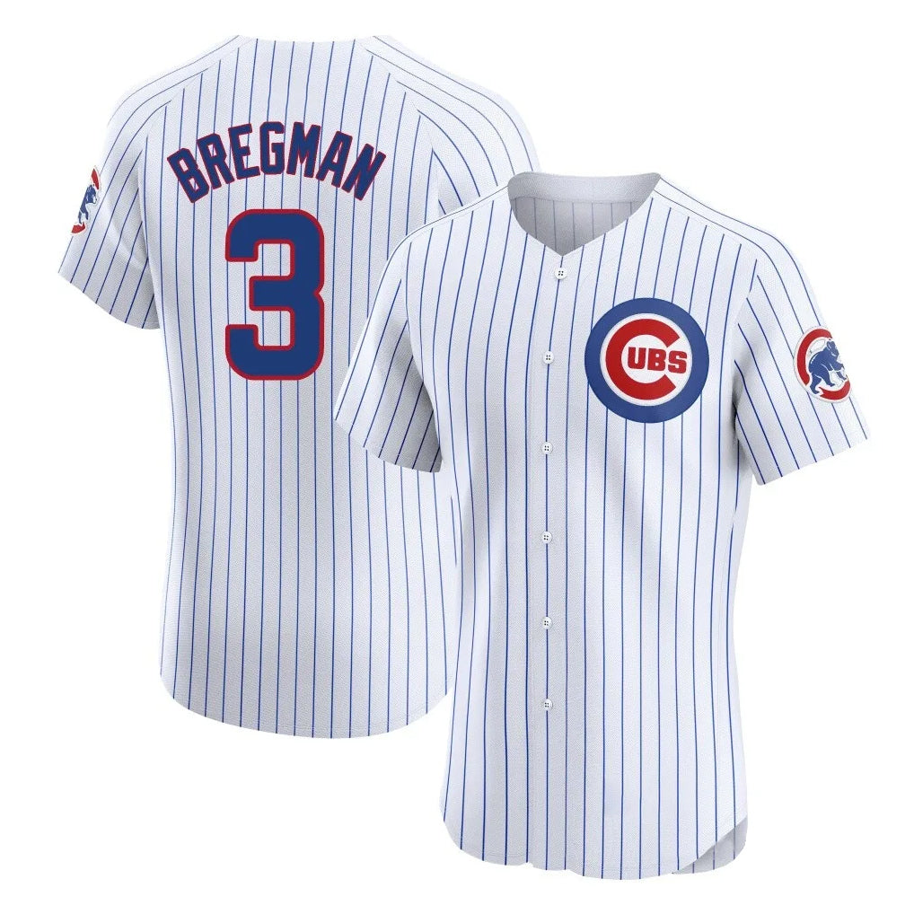 Tlead C.Cubs #3 Alex Bregman White Limited Elite Home Game Stitched Jerseys