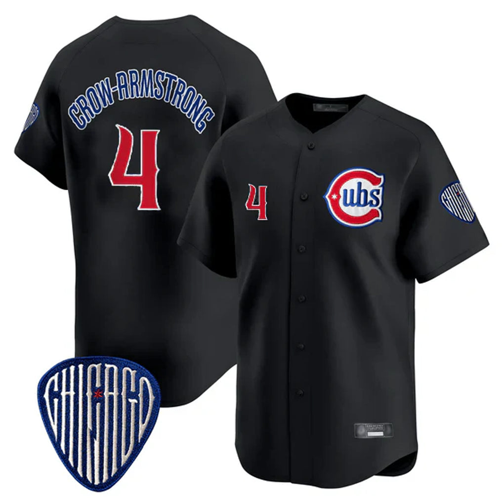 Tlead C.Cubs #4 Pete Crow-Armstrong Player Black Vapor Premier Limited Home Stitched Jerseys
