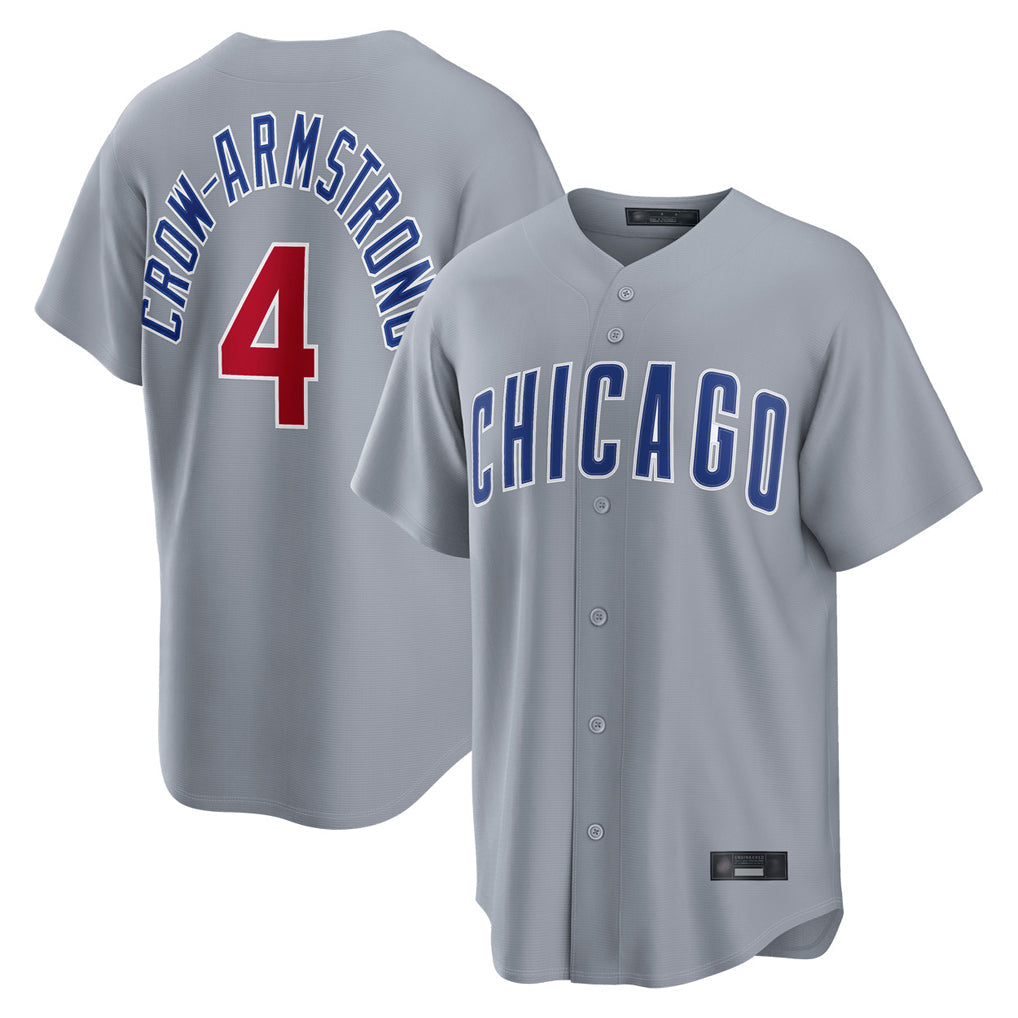 Tlead C.Cubs #4 Pete Crow-Armstrong Player Gray Home Game Stitched Jerseys