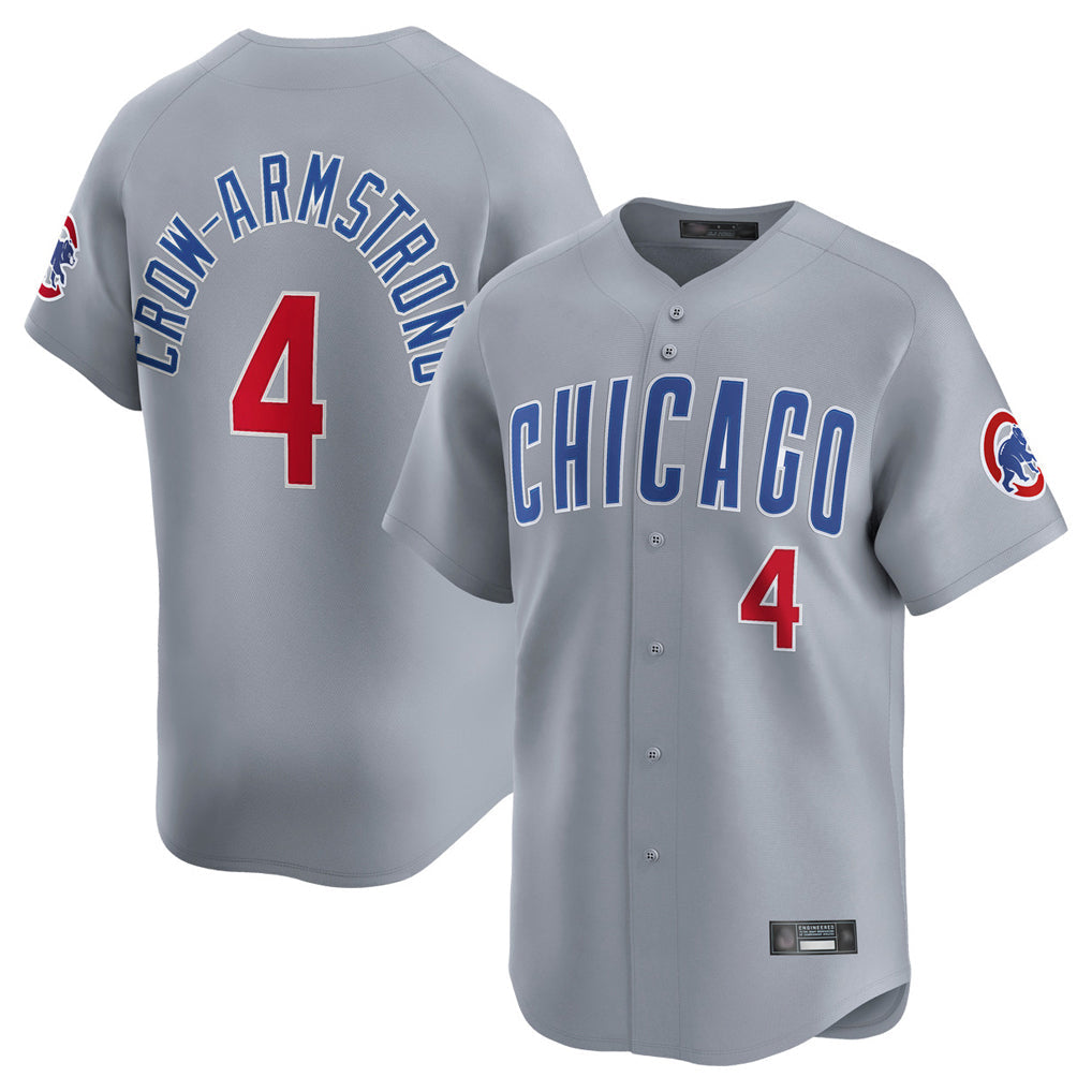 Tlead C.Cubs #4 Pete Crow-Armstrong Player Gray Road Limited Home Stitched Jerseys