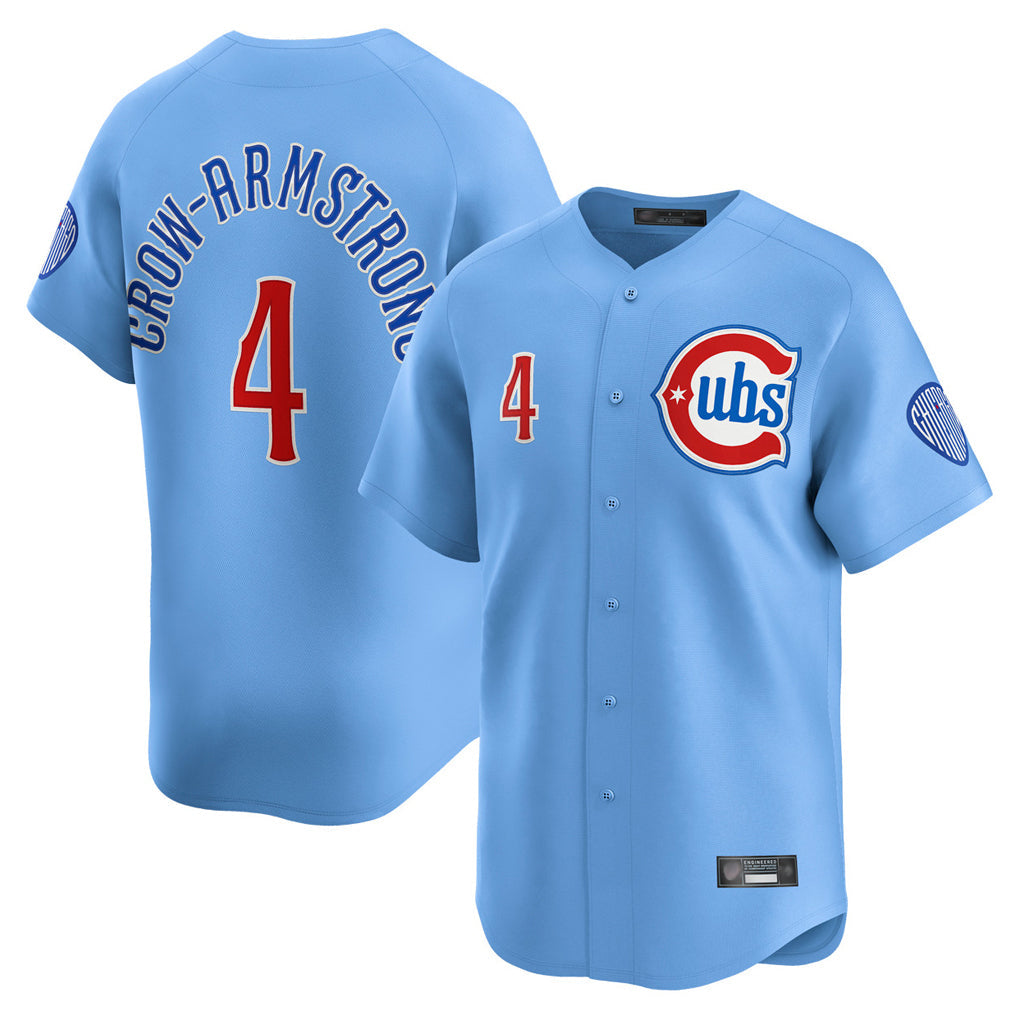Tlead C.Cubs #4 Pete Crow-Armstrong Player Light Blue Limited Home Stitched Jerseys