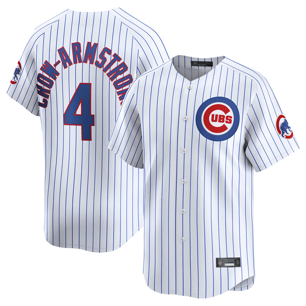 Tlead C.Cubs #4 Pete Crow-Armstrong Player White Limited Home Game Stitched Jerseys